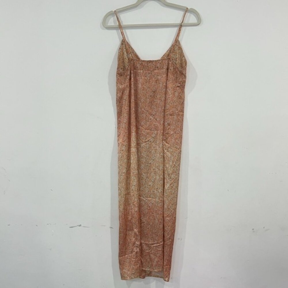Zara Pink Ombré Floral Button Front Satin Midi Slip Dress Y2K Style Size Small - Picture 11 of 14